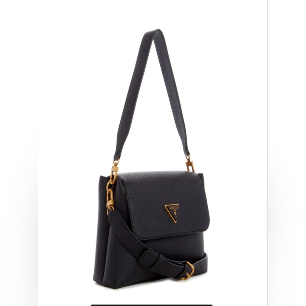 Guess Black Shoulder Bag with Gold Accents